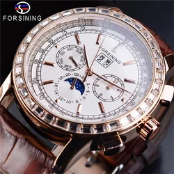 Forsining 399 Factory Men Watches Automatic Mechanical Clock 30M Waterproof Leather Design Reloj de hombre Free Shipping 2023