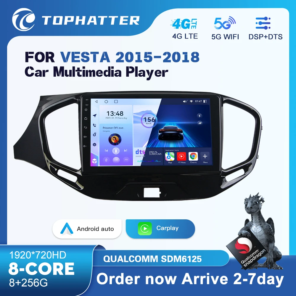 

Android14 Wireless CarPlay Auto Car Radio Qualcomm For LADA Vesta 2015-2019 8core Multimedia GPS 2din Auto Android Head Unit