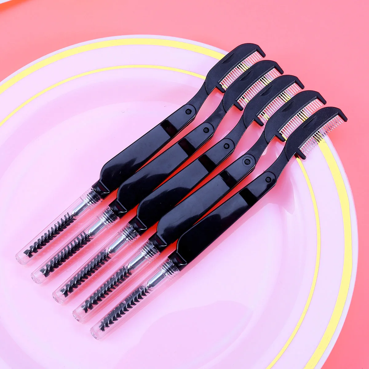 

3pcs Eyebrow Brush Set Stainless Steel Angled Tip For Gel Pomade Makeup Applicators Dual End Wand Beauty Tool