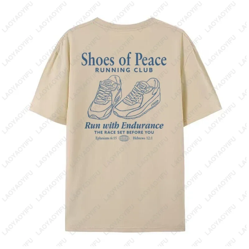 Women Shoes of Peace T Shirt Retro Bible Verse Tshirt Jesus Faith Fashion Streetwear Graphic Tees Unisex Christian Clothes Gifts
