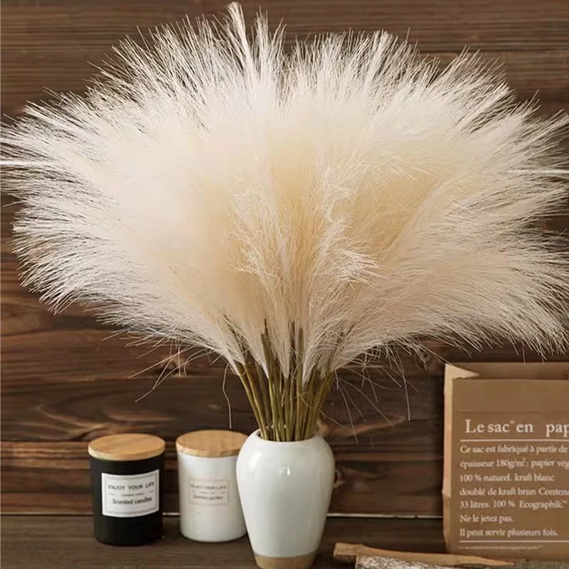 10pcs Fluffy Pampas Grass Artificial Simulation Plant Flowers  for Wedding Boho Bouquet Home Party Decoration Reed Floral Decor