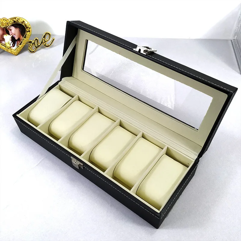 VANSIHO 2/3/4/5/6/10/12 Slots Beige PU Leather Watch Display Boxes Cases Organizer Glass Jewelry Storage Handmade Grey Inner