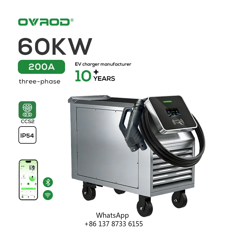 Ovrod Cargador Portatil Pars Carros Electricos Portable Movable Ccs2 60kw Dc Fast Home Ev Charging Stations Mobile Ev Charger