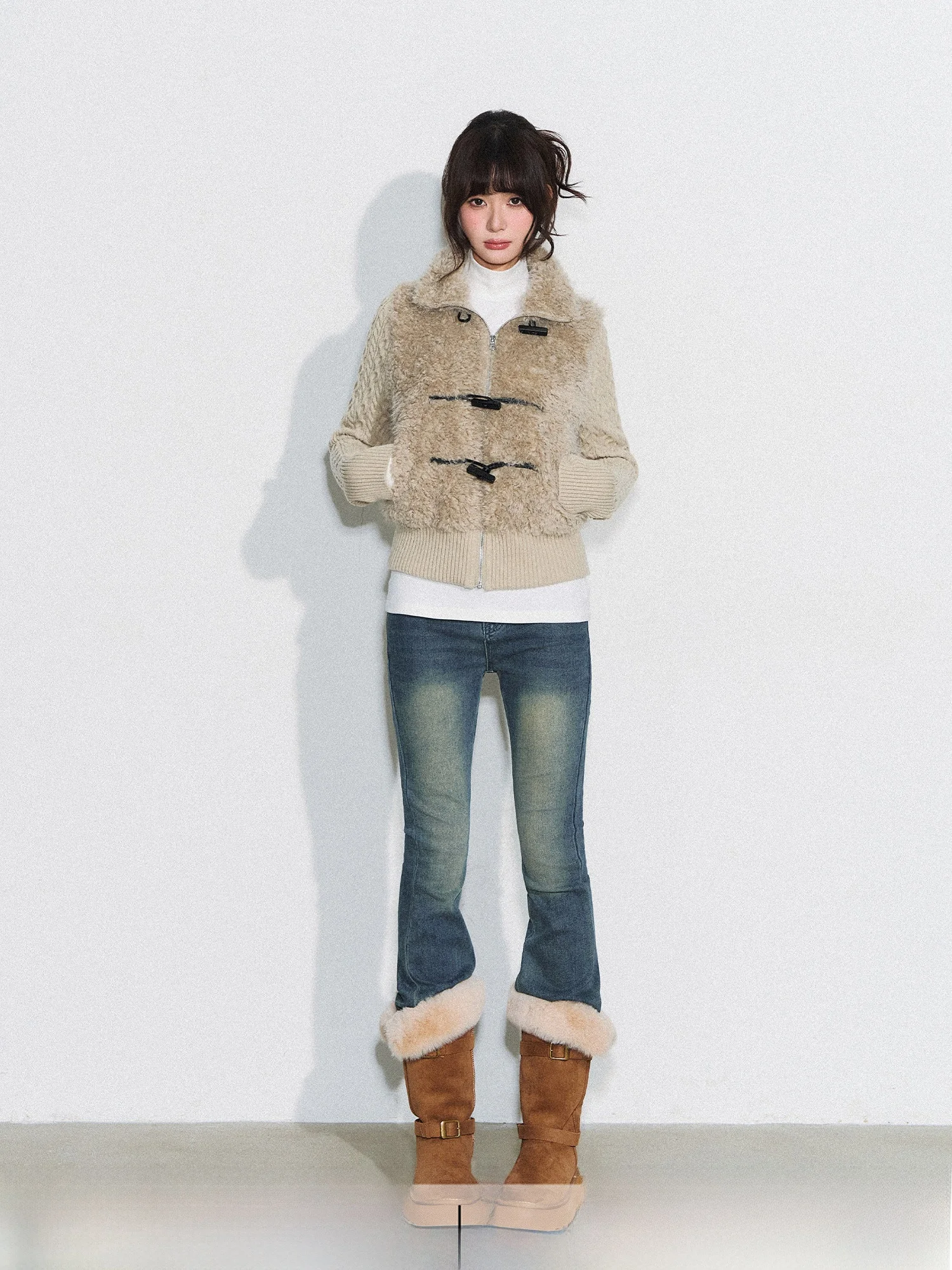 

Милое вязаное хлопковое пальто-жакет на пуговицах с V-образным вырезом и длинными рукавами, однотонное, повседневное, стандартного кроя, зимняя верхняя одежда