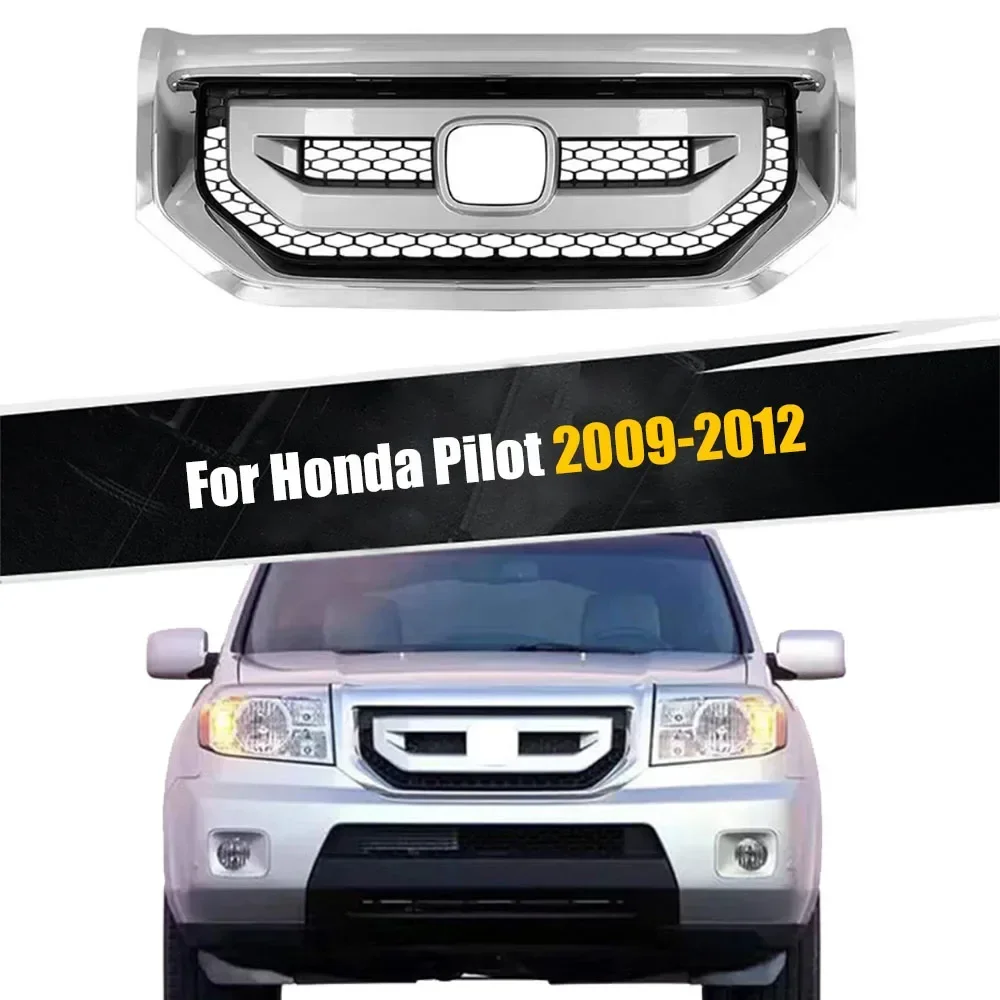 

Bumper Mesh Cover Grills For Honda Pilot 2009-2012 USA Style Sliver Chrome Plastic Car Front Grill Racing Grille Trim