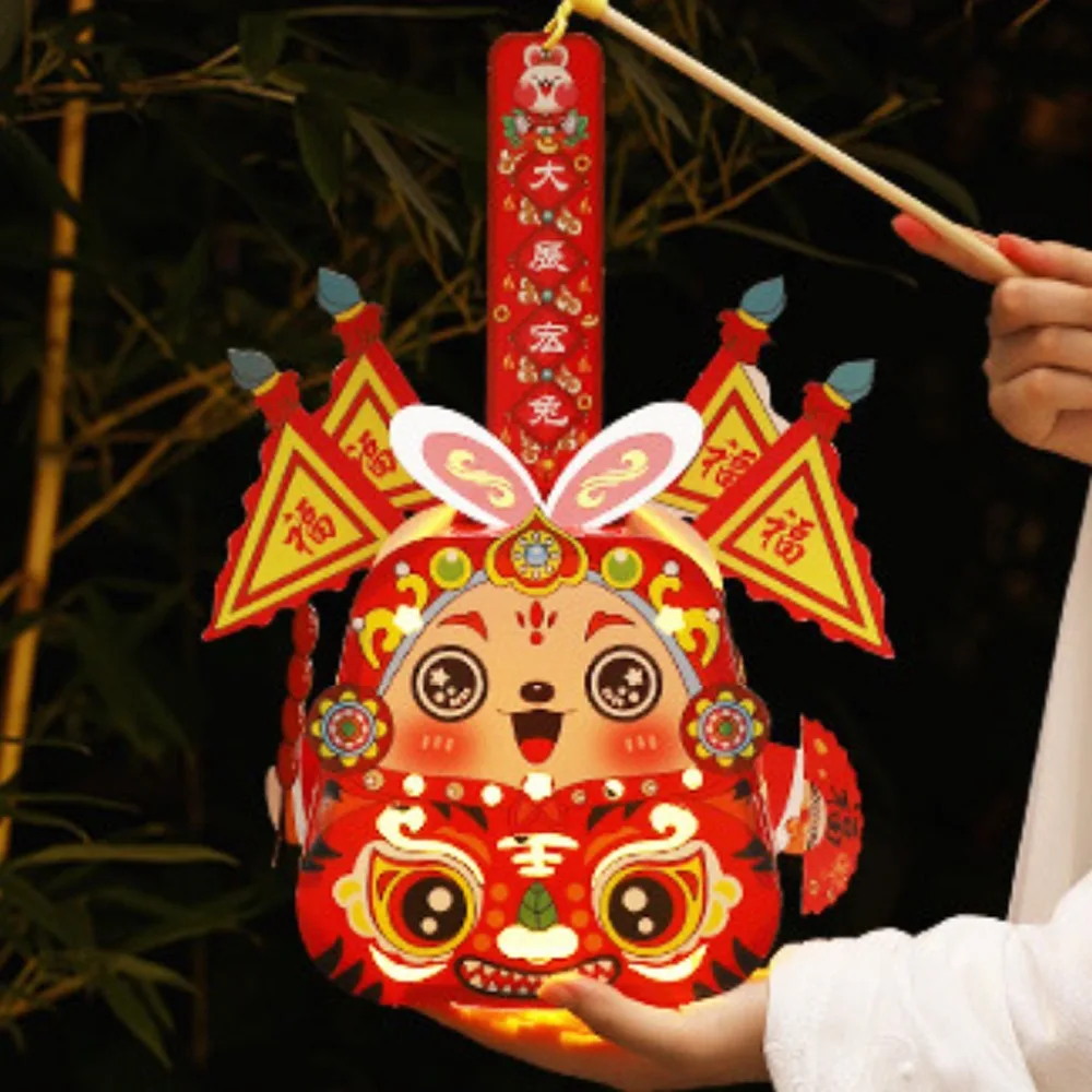 Mid-Autumn Festival Kinderkonijnlantaarn Bunny Design Handgemaakte DIY Handlantaarn Materiaal Antieke stijl