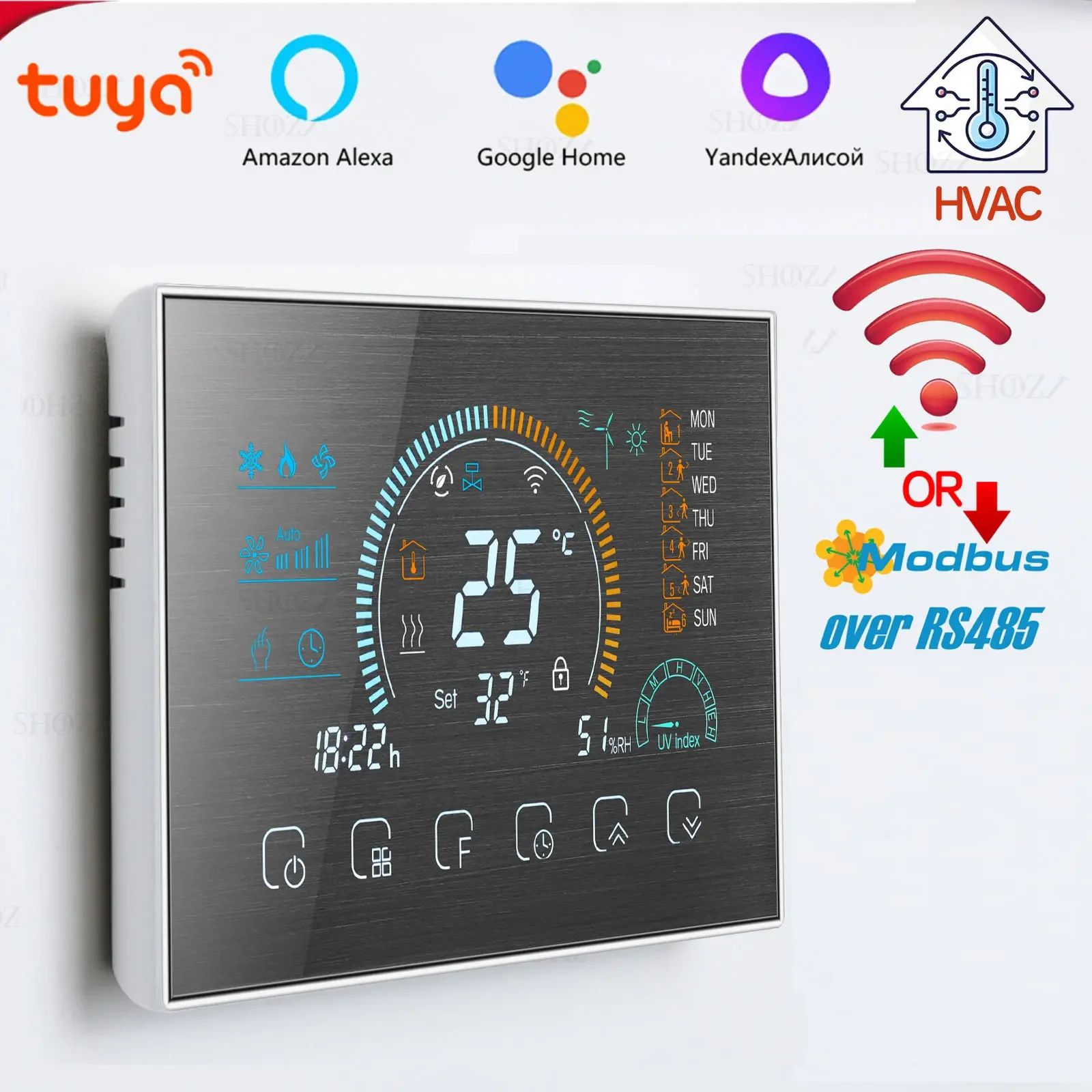 

Программируемый термостат 24 В/220 В WIFI RS485 Modbus RTU для 2/4-ходового клапана, тепло, охлаждение, кондиционер, система управления HVAC