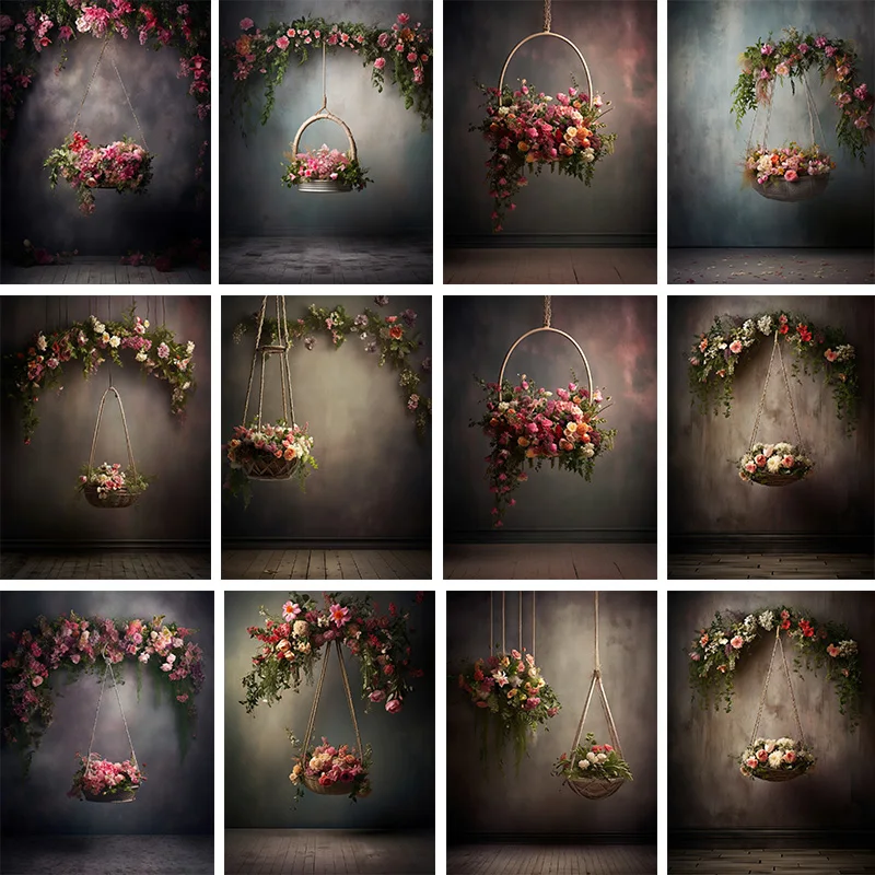 

Art Flower Baskets Photography Backdrops Girls Maternity Lovers Portraits Photo Backgrounds Abstract Floral Photocall Studios