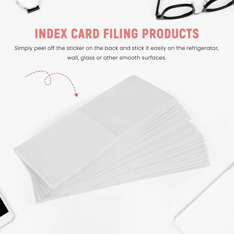 A35Q-60 Pack 3.5 X 4.7 Inches Self-Adhesive Label Holder Card Pockets Label Holder Clear Plastic Library Card Holder