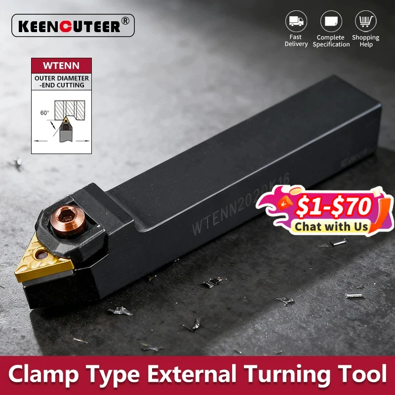 WTENN1616 WTENN2020 WTENN2525 WTENN3232 Utensile per tornitura esterna WTENN Barra per tornio Supporto per tornitura Utensile da taglio CNC Barra falciante