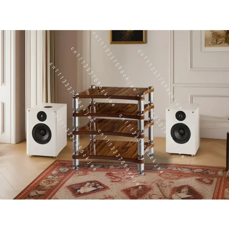 Audio Equipment Rack Stainless Steel Column Wood Frame Speaker Amplifier DAC Cabinet Shock Absorb Tripod Stand Audio Feet