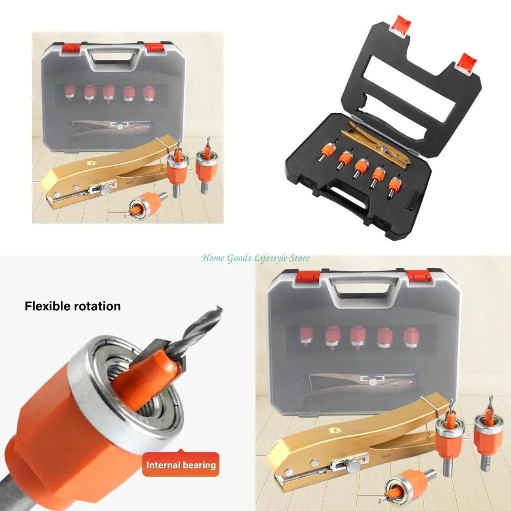 

E74E Round Shank Woodworking Countersink Drill Bit Depth Stop Opener Adjustable