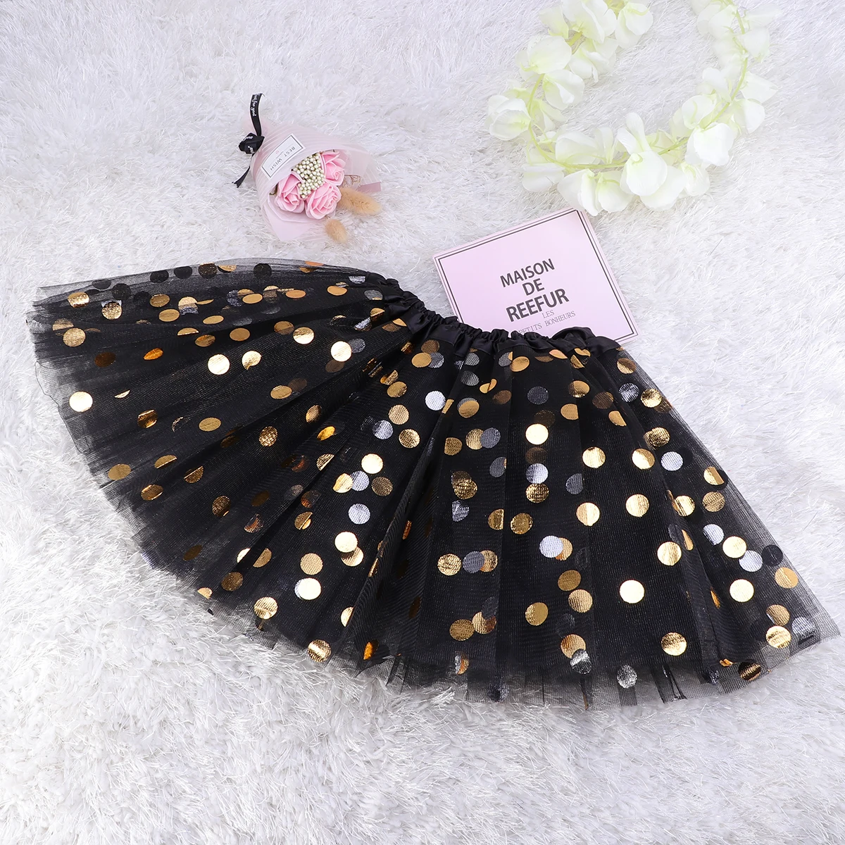 

Girls Foil Sequin Tutu Skirt Black Layered Tulle Party Dance Holiday Banquet Wear Elastic Waist Ballet Skirt Kids Children