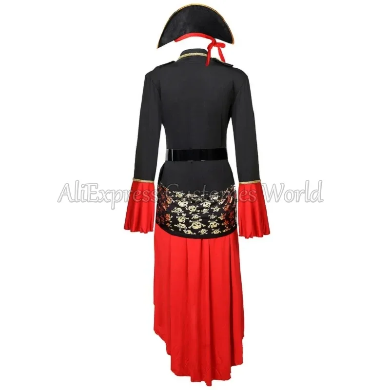 HN8 Female Caribbean Pirates Captain Cosplay Costume Halloween Suit Gothic Jack Woman Fancy Dress Role Playing Cosplay Suit 8…Gf