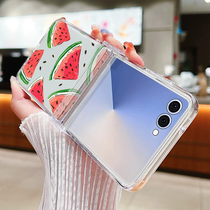 Pink Cherry Printed Phone Case For Samsung Galaxy Z Flip7 Flip6 Flip5 Flip4 Flip7 FE Flip3 5G Folding Hard PC Transparent Cover view 2