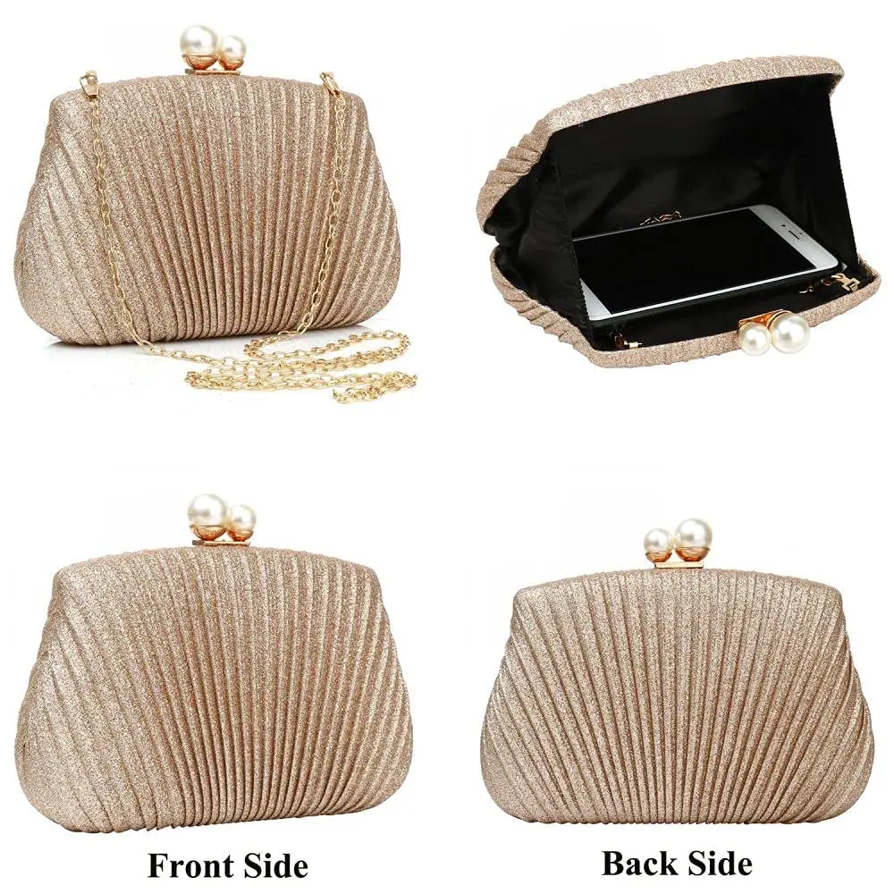 Clutches For Women 2024 Party Designer Shoulder Bags Bridal Clucth Purse Rose Gold Evening Bag Bolso Mujer Banquet Glitter Pouch