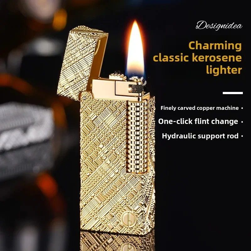 

2025 Metal Windproof Kerosene Lighter Creative Hydraulic Support Rod Lighters Mini Cigarette Lighter Gift Smoking Accessories