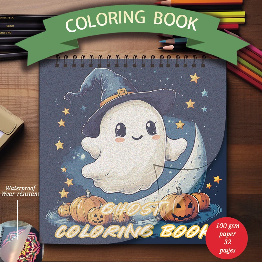 

Little Ghost Coloring Book - 8.27 x 8.27 inches 32 pages coloring book - ideal gift for family or friends