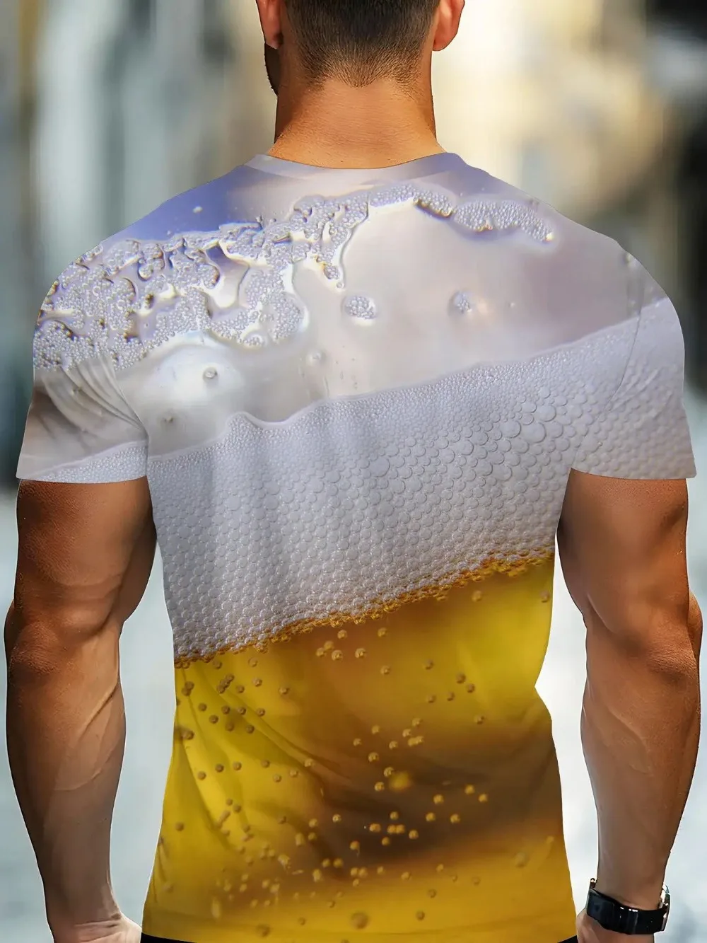 New Summer Fashion Beer Foam 3D Print Breath Quick-Dry Men's Large-Sized T-Shirt Outdoor Street Casual Y2K Parent-Child Clothing