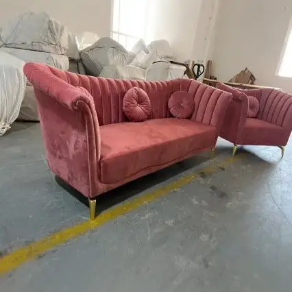 

Modern metal foot sofa furniture model room fabric three-person sofa beauty salon clothing store leisure sofa
