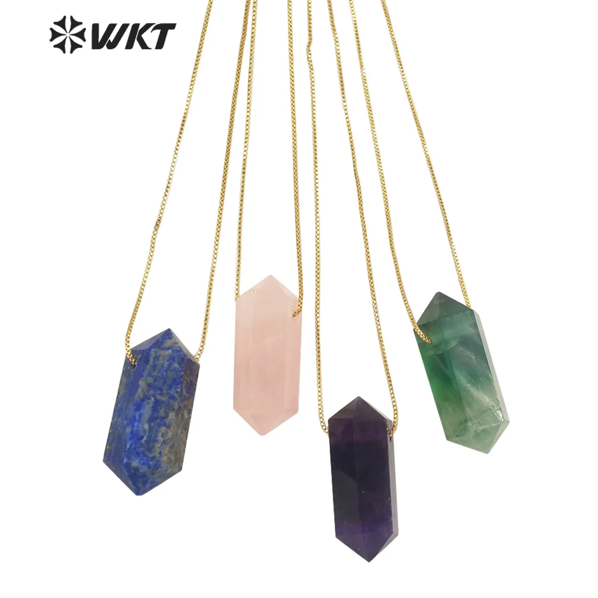 

WT-N1373 WKT 2022 Fashion Colorful Natural Lapis&Rose Quartzs&Amethysts&Fluroite&Black Obsidian&Crystal Quartz Necklace Lady