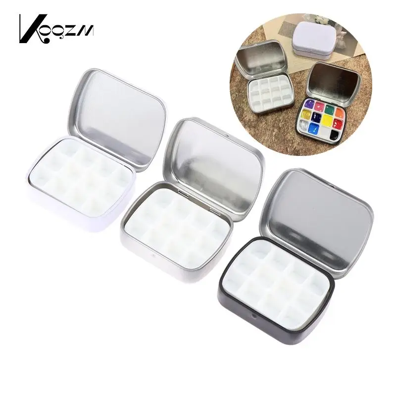 Mini caja de acuarela vacía, paleta de acuarela portátil de 12 cuadrículas, caja hidratante de bocetos de pintura de viaje, suministros de arte