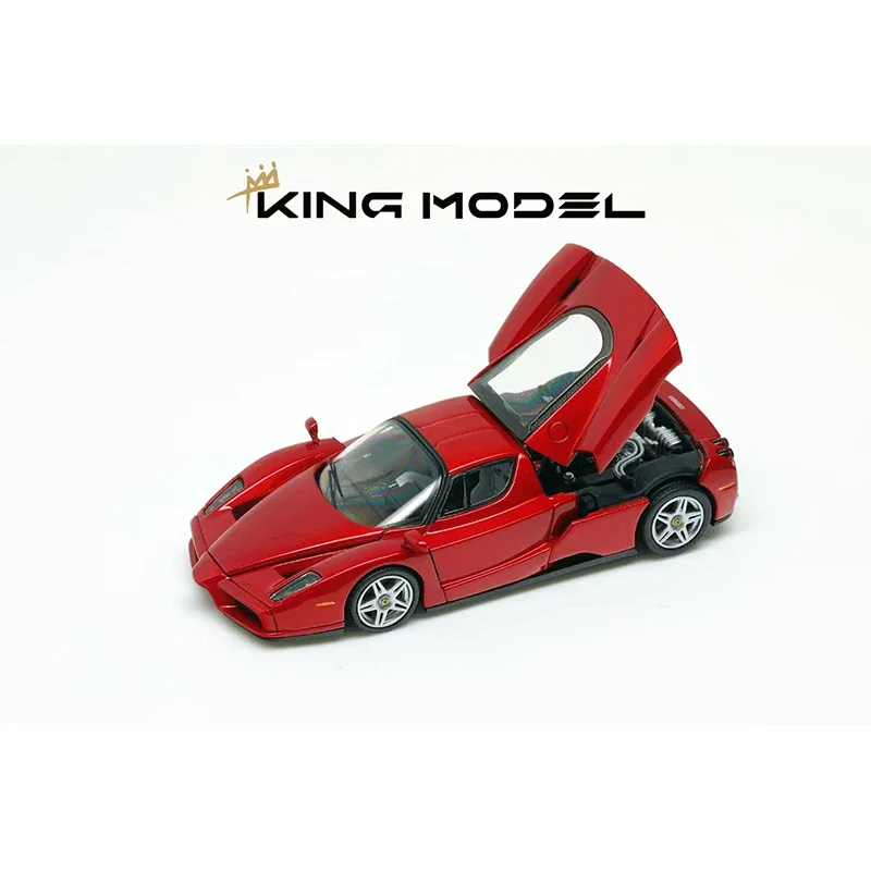 PreSale King 1:64 Enzo Metallic Red Openable Hood Diecast Diorama Car Model Toy