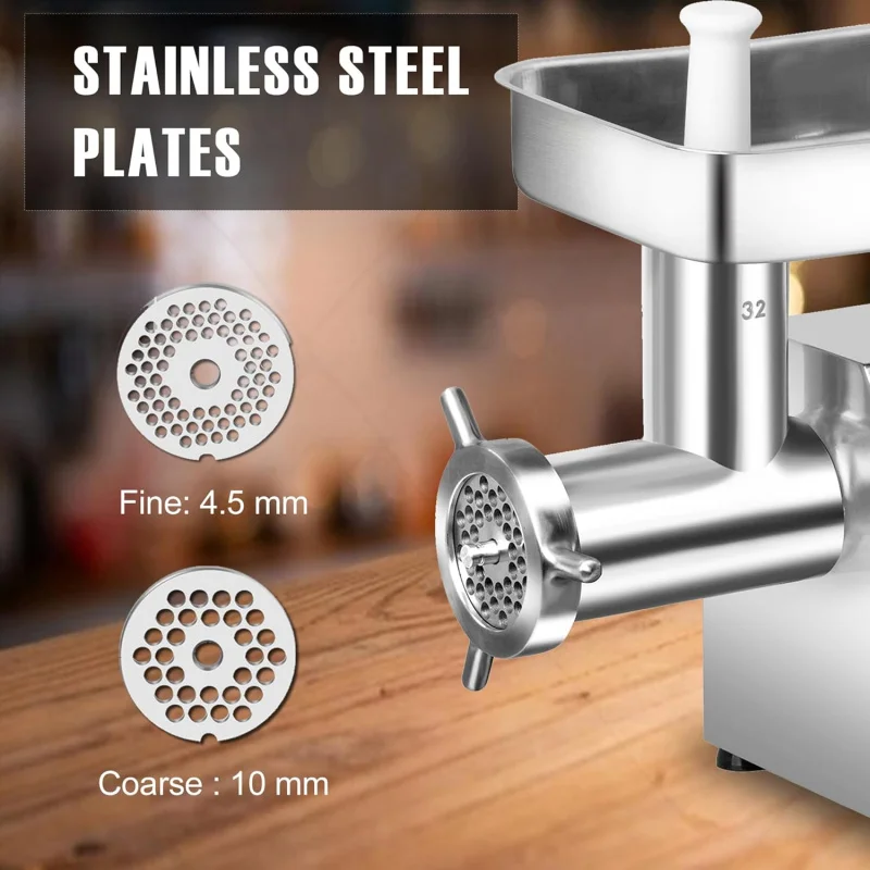 

(UUX) # 32 электрическая коммерческая машина, 21 фунт на минуту, мясорубка из нержавеющей стали мощностью 2 л.с. с суффером колбасы UZ