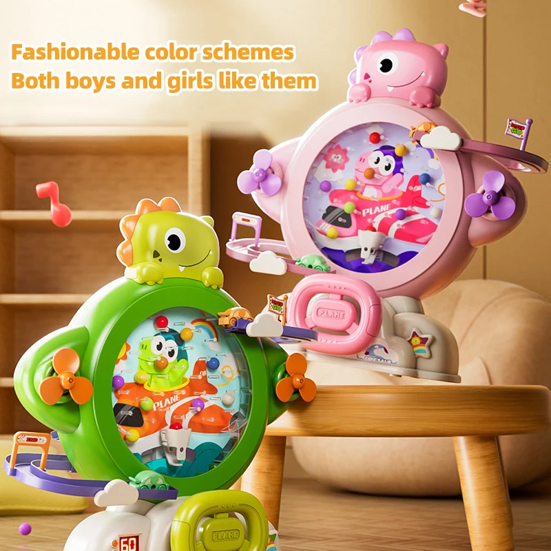 

Dinosaur Mini Catching Game Tabletop Game Toy Console with Music Track Car Arcade Toddler Hand-Eye Coordination Early Education
