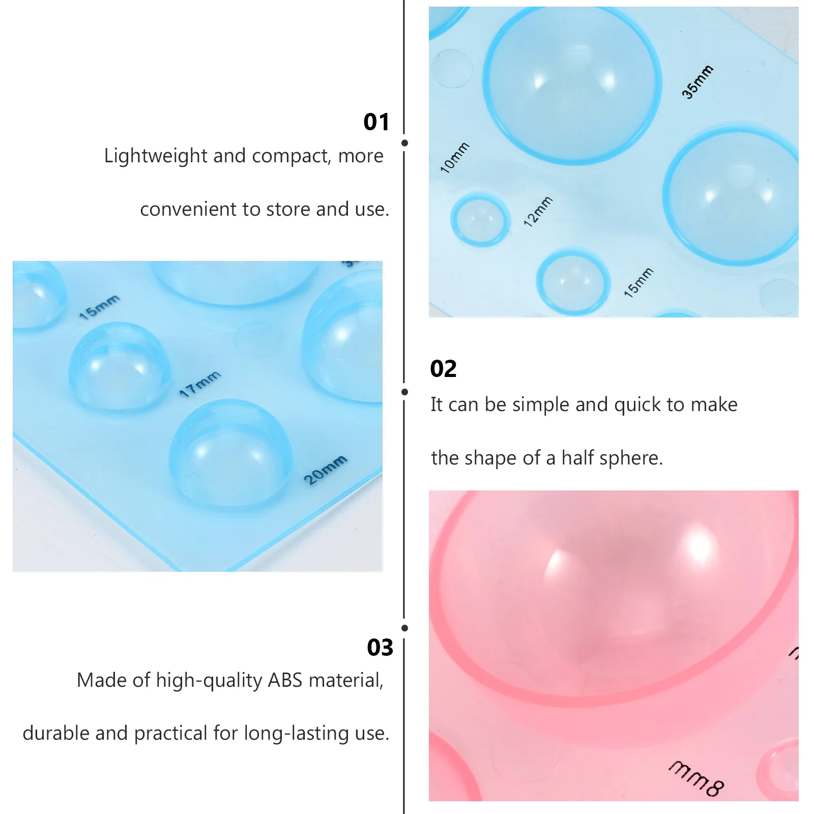 

4Pcs Paper Quilling Mould Durable ABS Half Sphere Shape DIY Paper Craft Set for Making 3D Quilling Flowers