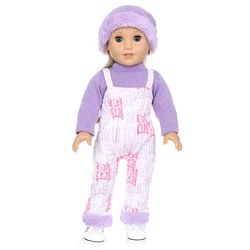 18Inch/45CM Doll Clothes Set Purple Clothing Plush Hat Rompers Rebirth Doll Toy Simulation Dress Up Party Soothing Doll Kid Gift