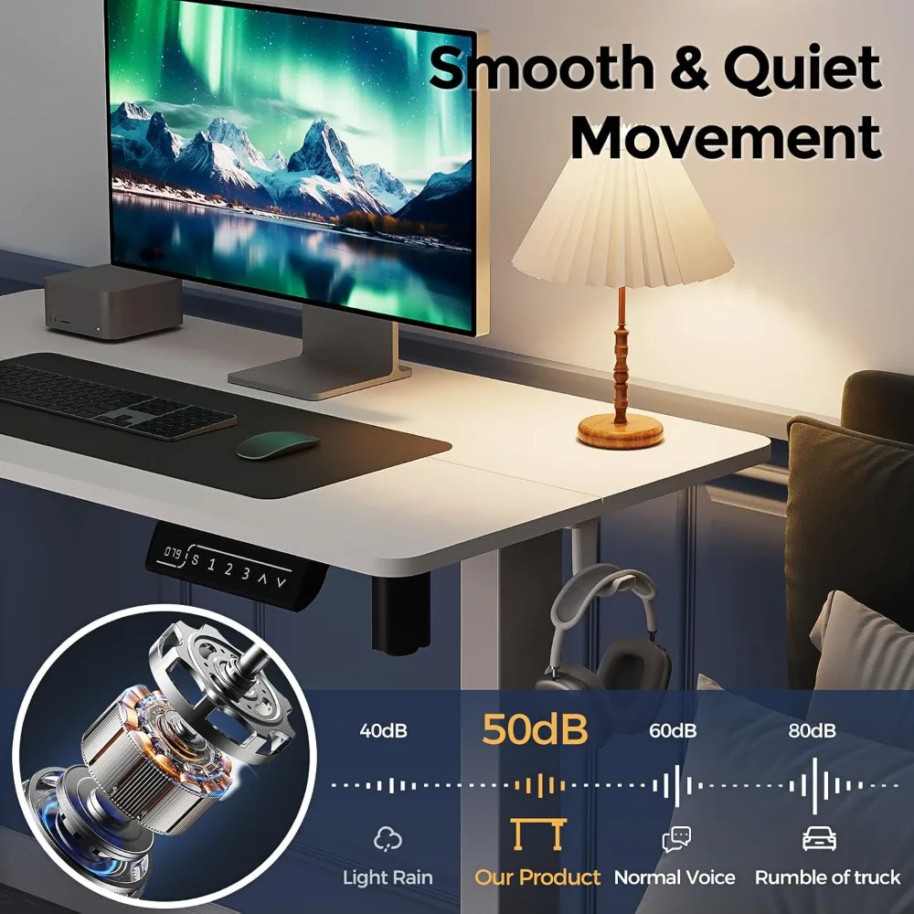 طاولة قائمة صغيرة، مكتب قائم أبيض كهربائي مقاس 35 × 20 بوصة، محطة عمل مدمجة قابلة للتعديل مع لوحة لصق،