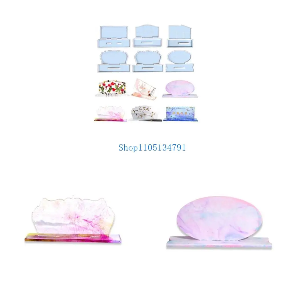 

98km Round Photo Frame Mold with Base Holder Desktop Ornament Mold for Home Decor