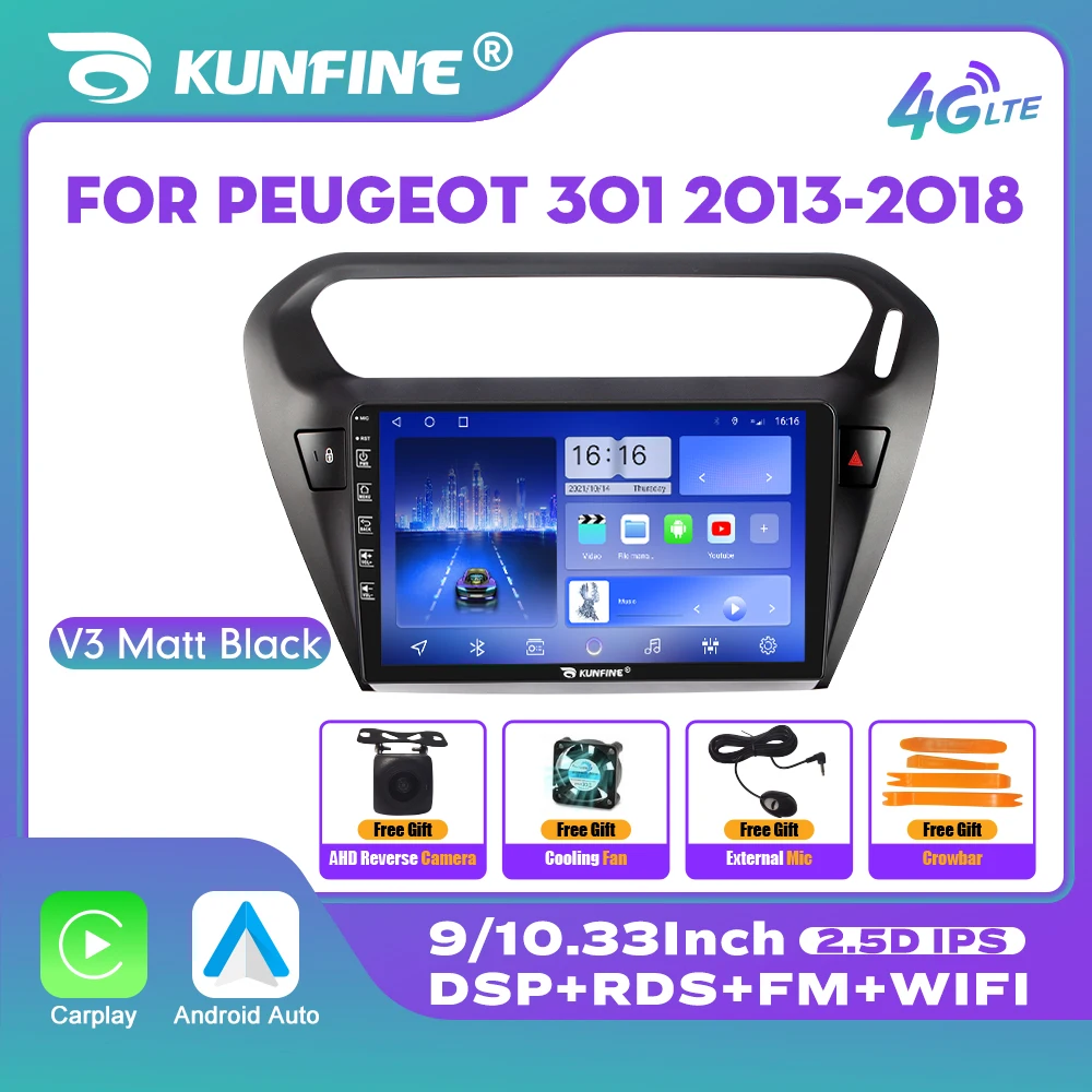 

10.33 Inch Car Radio For Peugeot 301 2013-2018 2Din Android Octa Core Car Stereo DVD GPS Navigation Player QLED Screen Carplay