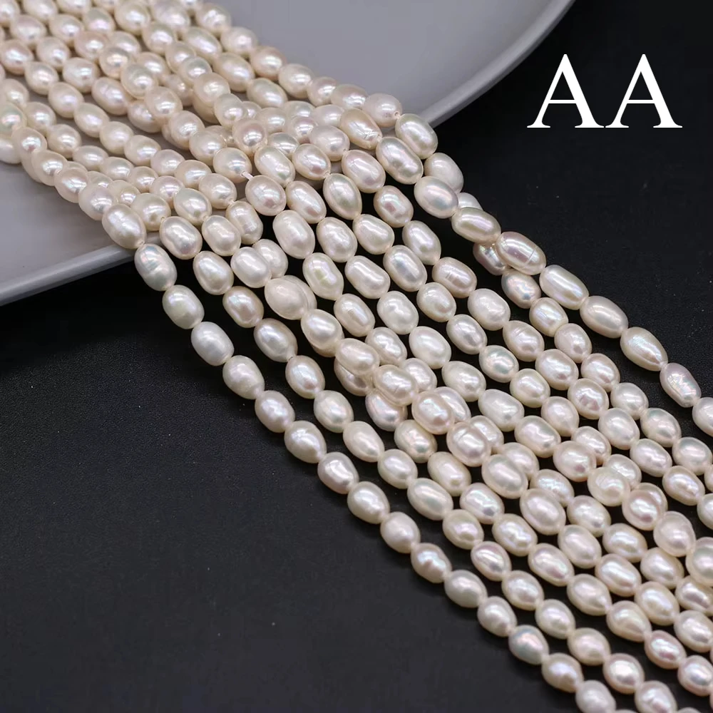 

5-6mm AA Natural Freshwater White Pearl Rice Beads Spacer for Jewelry Making DIY Charms Bracelet Necklace Earring Accessories