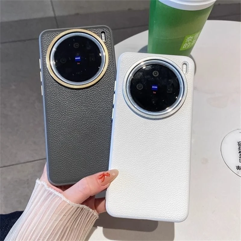 

Чехол для Vivo X200 Pro Mini X100 Ultra X100Pro 5G, роскошная силиконовая задняя крышка из искусственной кожи, стильный простой противоударный бампер