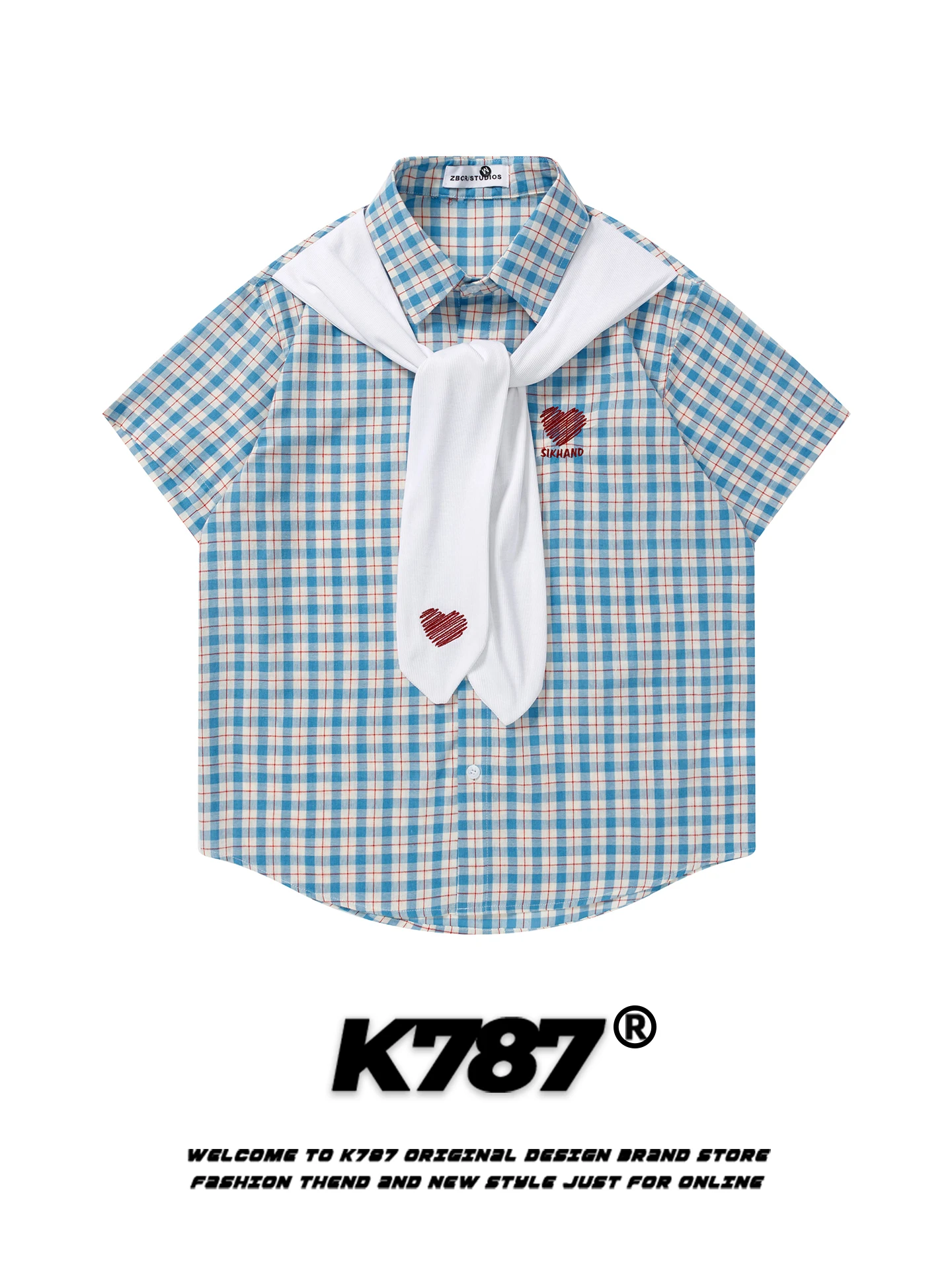 

K787 American Retro Embroidered oulder Casual Loose ort Sve Collar irt Women's Youthful Sle Polyester Cotton Blend