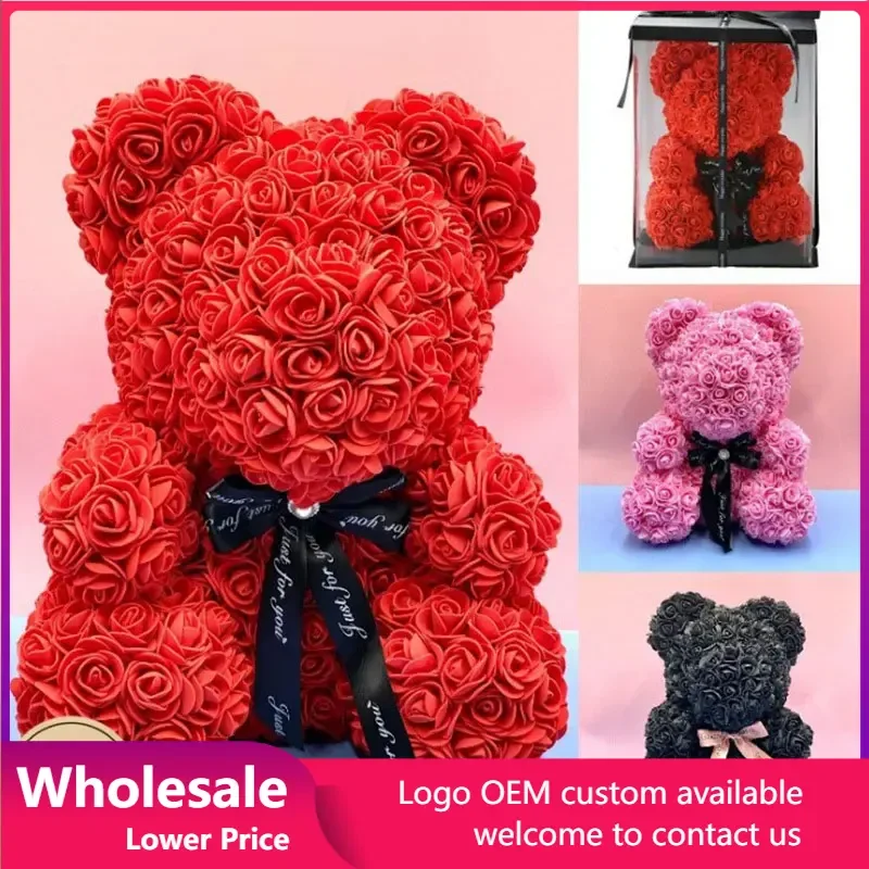 

Artificial Flower 25/40CM Rose Bear Romantic Gift Teddy Bear Valentine's Day Birthday Christmas Present Wedding Party Decoration