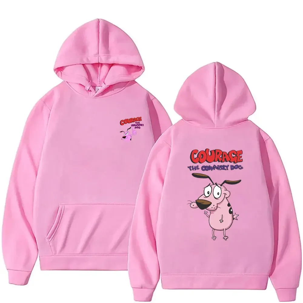 2025 Courage The Cowardly Dog Толстовки с логотипом Двусторонний принт Унисекс Модный принт Толстовка с длинными рукавами Симпатичная женская толстовка 90-х