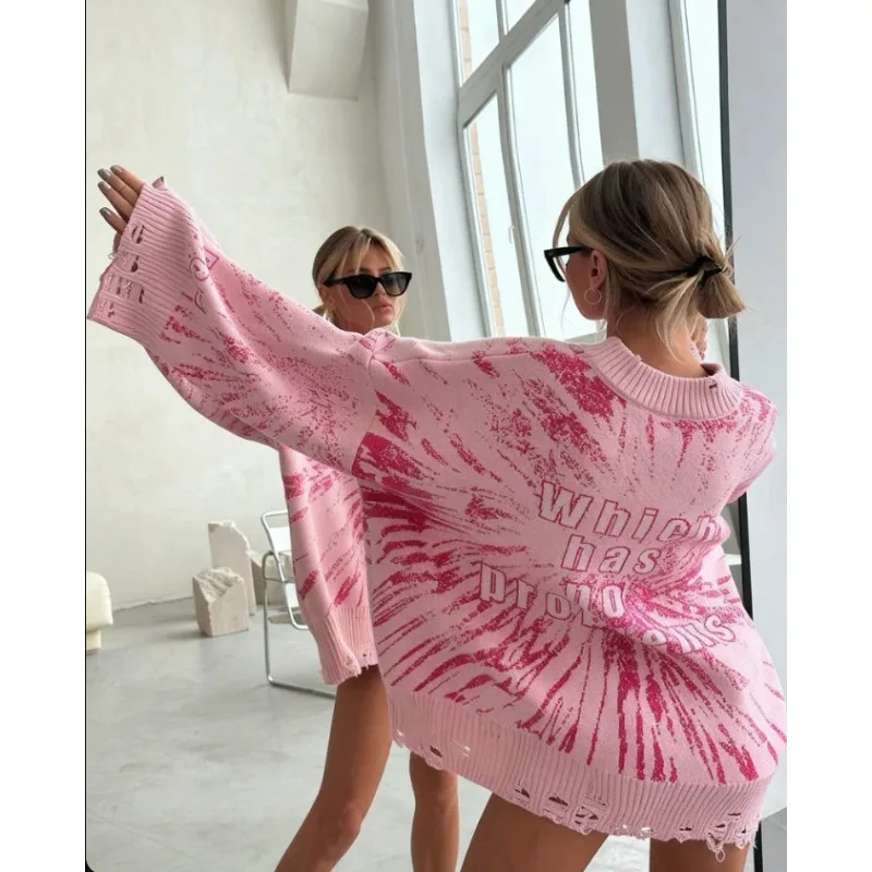 

Krisnanas Oversized Sweater 2025 Winter Clothes Woman Warm Knitwear Embroidery Hollow Casual Pullovers Woman Clothes 143449