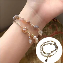 Fashion Double Layered Crystal Pearl Splicing Beaded Bracelets for Women Ethnic Crystal Beads Wrap Bracelet Bangle Jewelry Gifts