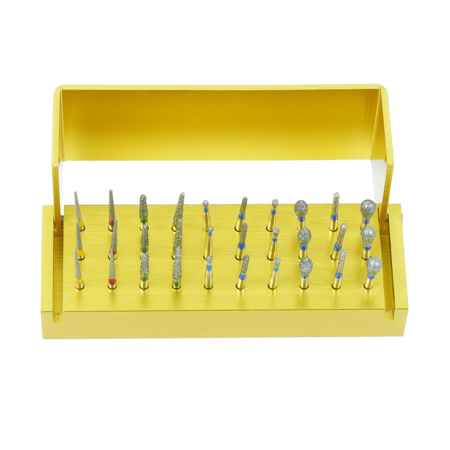 30pcs/Set JOLANT Dental Diamond Burs Drill Disinfection With Block High Speed Handpiece Holder Alumimum Instrument Dentist Tools