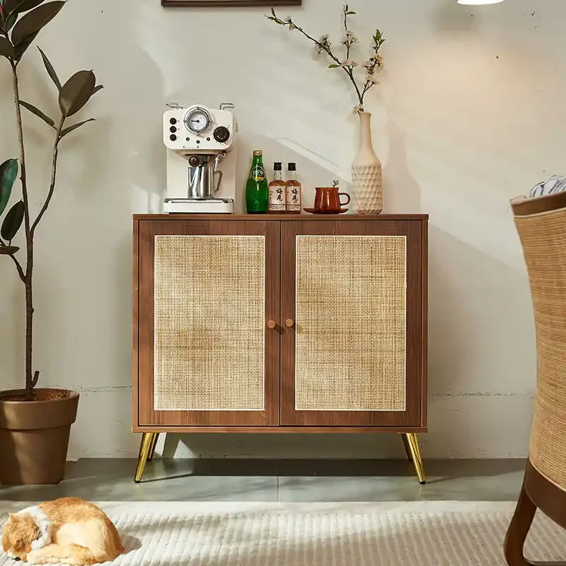 Nordic rattan shoe cabinet, living room dining side cabinet, Japanese-style locker, display, simple modern board entrance