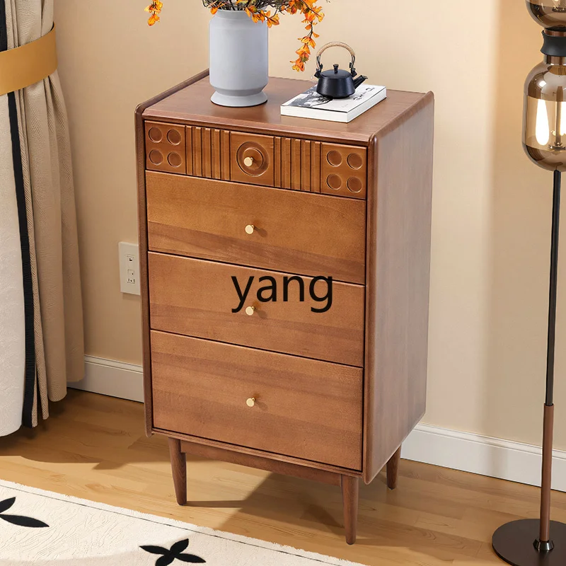 LHL solid wood multi-pump cabinet against the wall carved tea cabinet TV wall side bedroom storage