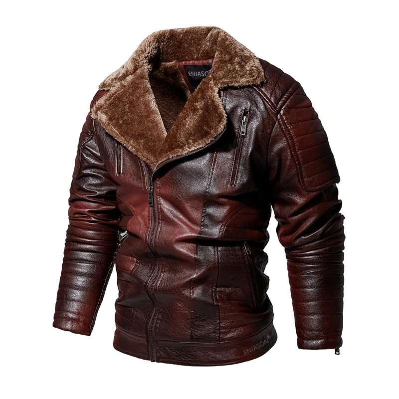 GLACIERBREAKER Leather Jacket Men Winter Fleece Motorcycle Pu Leahter Jacket Male Stand Collar Casual Windbreaker Slim Coat 6Xl