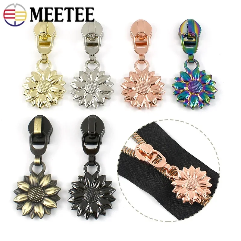 

5-50P Meetee 5# Nylon Zipper Slider for Zippers Closure Bag Clothing Zips Puller Clothes Zip lock Repair Kits Sewing Accessories