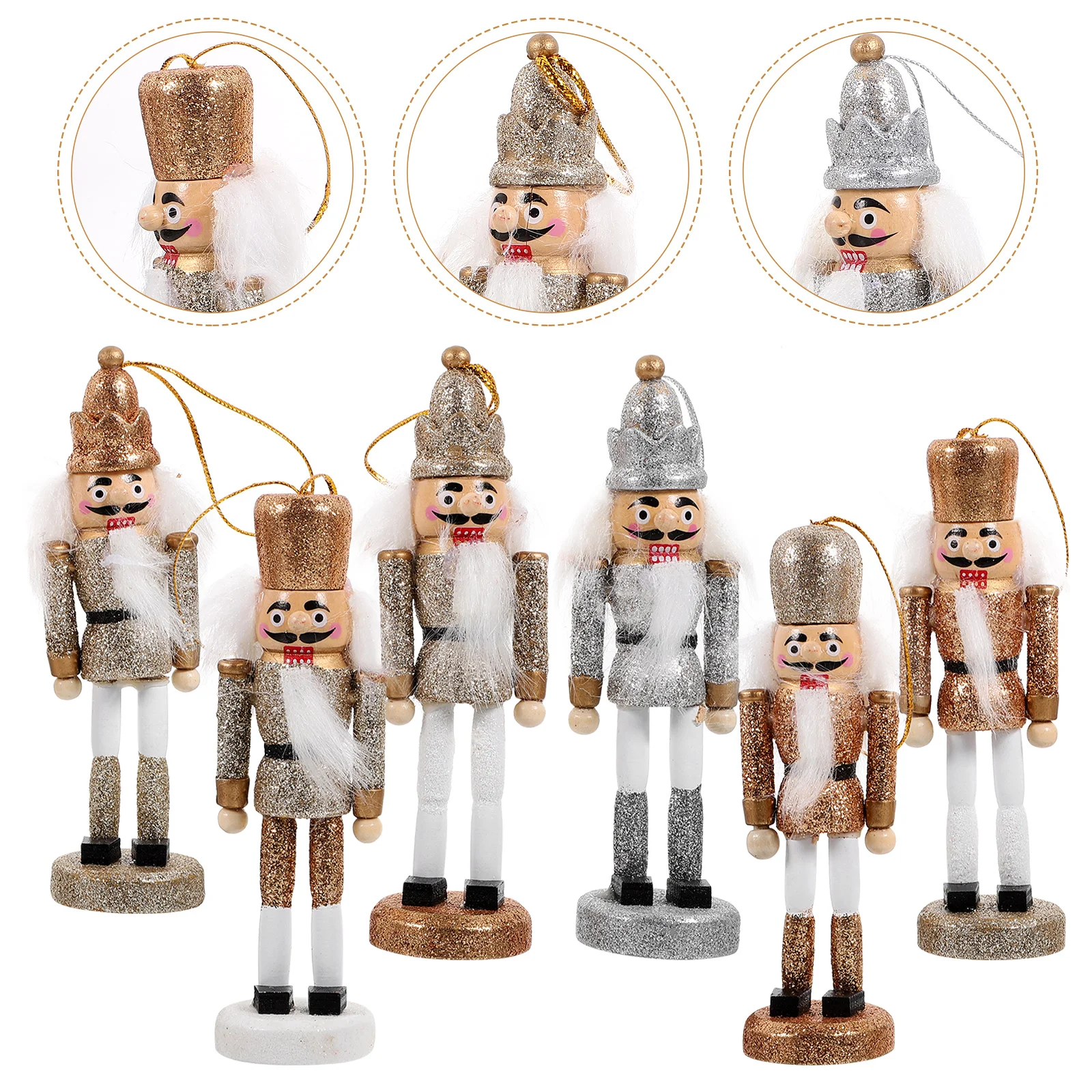 

6 Pcs Christmas Nutcracker Pendant Puppet Soldier Ornaments Lovely Wood Nutcrackers