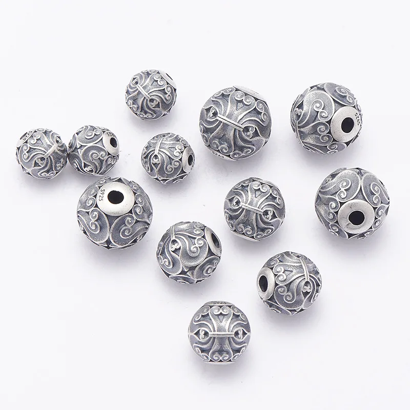 Vintage 100% 925 Silver Lucky Cloud Beads Sterling Loose Beads DIY Bracelet Findings