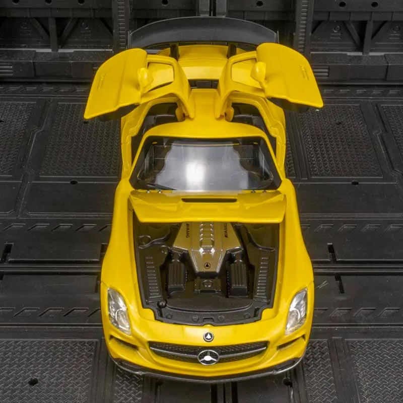 1:32 simulatie Mercedes Benz SLS legering supercar model deuren en motorkap, kofferbak kan worden geopend heeft geluid en verlichting