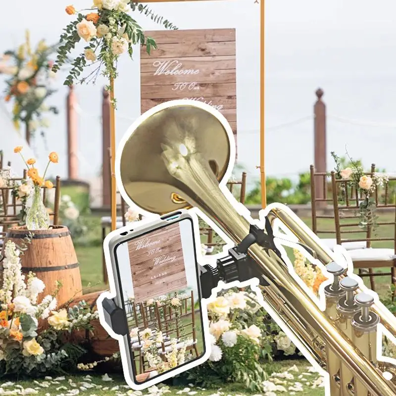 Marching Band Lyre Phone Holder For Oboe Trombone Clarinet Trumpet Lyre Phone Holder Adjustable Musical Instrument Phone Stand